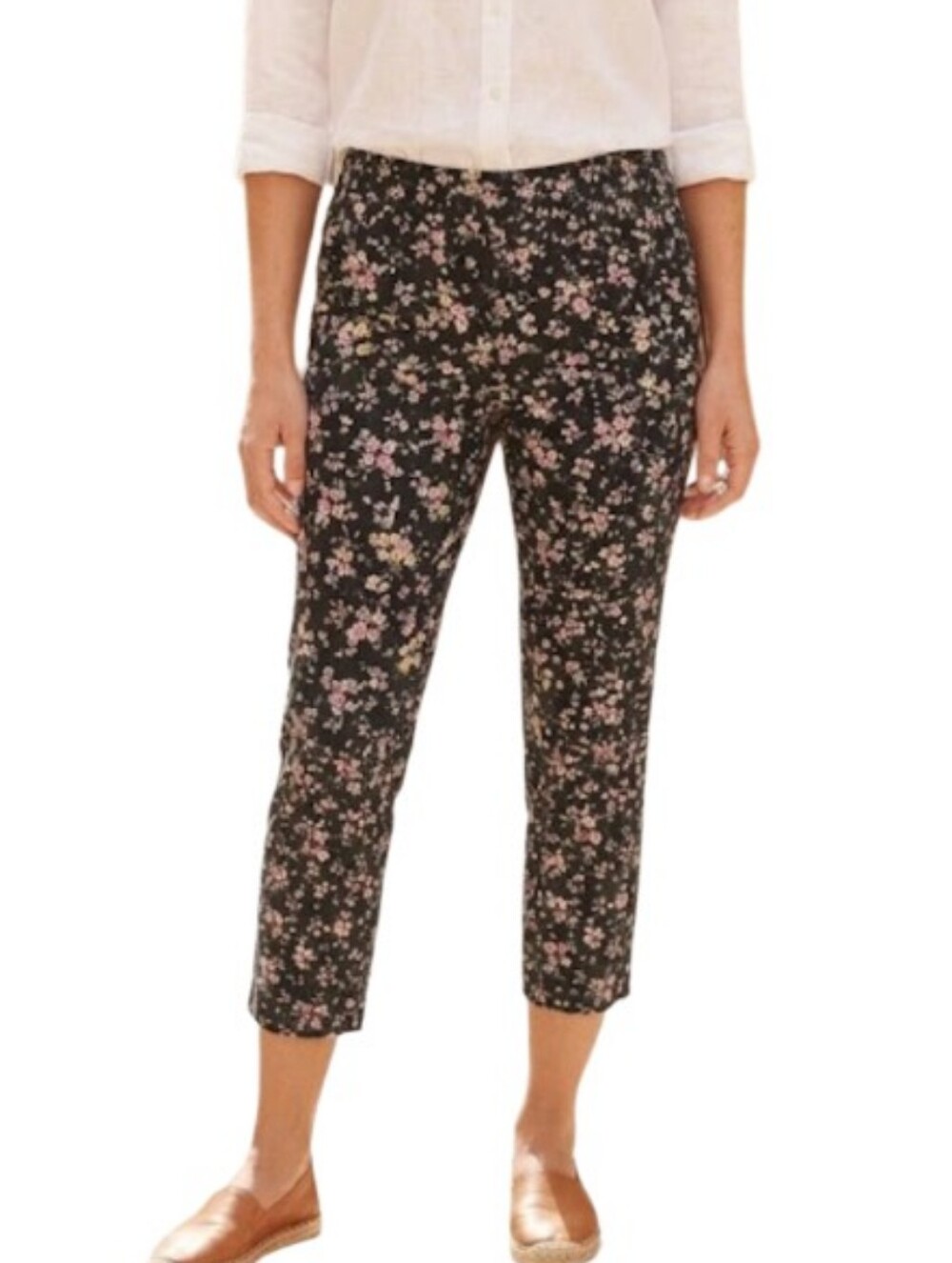 "Cynthia Rowley" Women's Size (10) Pretty Floral Cropped Pants Black/Pink